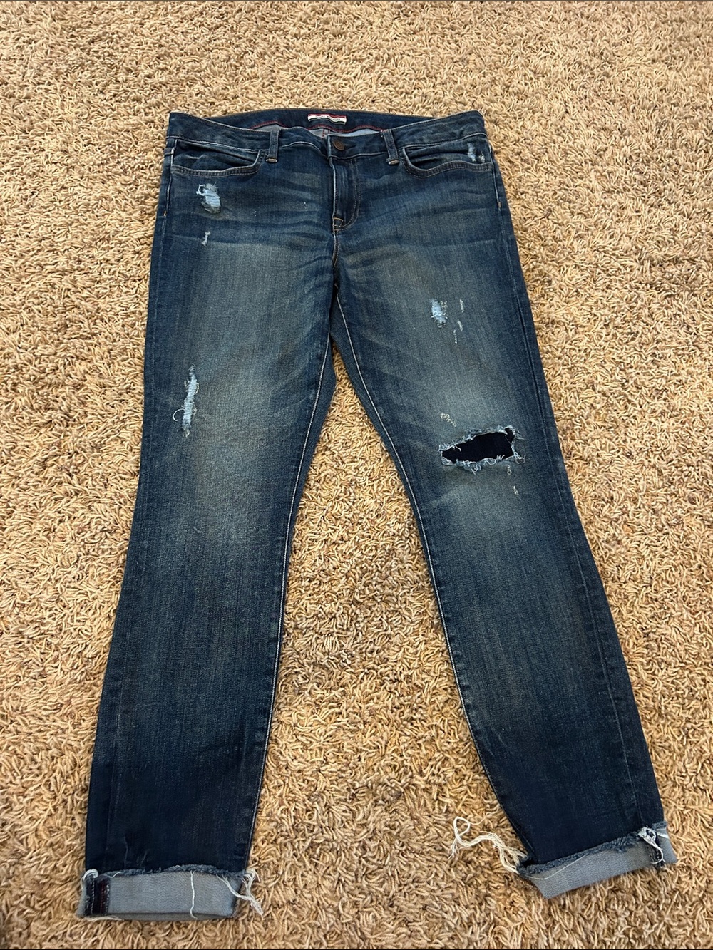 Tommy Hilfiger Dark Blue Distressed Boyfriend Jeans Women’s size 12